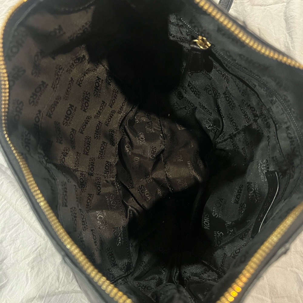 Michael Kors Black Shoulder Bag with Gold Accents - Picture 7 of 9